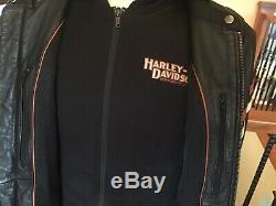 HARLEY DAVIDSON Womens L Vented Reflective 3 in 1 Leather Jacket Hoodie Liner