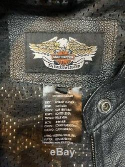 HARLEY DAVIDSON Womens Small Vented Reflective Leather Jacket Great Condition