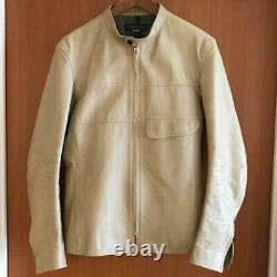 HAROLD'S GEAR Horsehide Leather Biker Rider Motorcycle Jacket L Beige Men Used