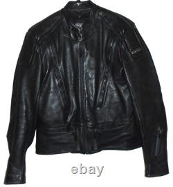 HEIN GERICKE BLACK Leather heavy Motorcycle Biker Jacket size 44