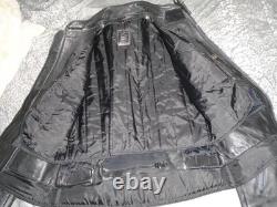 HEIN GERICKE BLACK Leather heavy Motorcycle Biker Jacket size 44