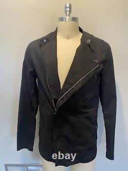 HELMUT LANG Black Cotton Moto Biker Asymmetrical Jacket Coat Size S