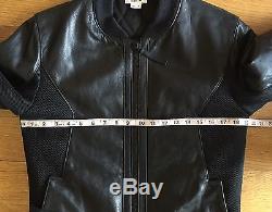 HELMUT LANG Mens Black Leather Slim Fit Motorcycle Bomber Jacket S Small $1390
