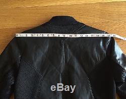 HELMUT LANG Mens Black Leather Slim Fit Motorcycle Bomber Jacket S Small $1390