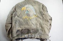 HIGHWAY ONE Motorcycle Jacket Mens 2XL Harley Davidson Eagle Custom Painted