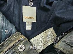 HOT AUTHENTIC Men's DIESEL BIKER Slim SPORTS GRAY LAMB LEATHER Jacket M (Fit S)