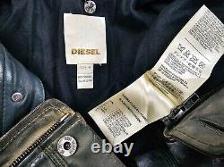HOT AUTHENTIC Men's DIESEL BIKER Slim SPORTS GRAY LAMB LEATHER Jacket M (Fit S)