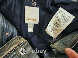 HOT AUTHENTIC Men's DIESEL BIKER Slim SPORTS GRAY LAMB LEATHER Jacket M (Fit S)