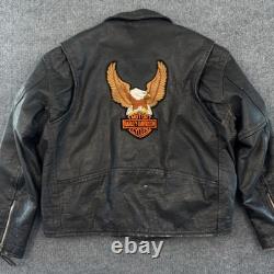 HOT Leathers Leather Motorcycle Jacket Mens 50 Harley Davidson Patch Biker