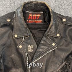 HOT Leathers Leather Motorcycle Jacket Mens 50 Harley Davidson Patch Biker