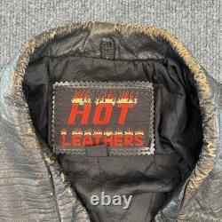 HOT Leathers Leather Motorcycle Jacket Mens 50 Harley Davidson Patch Biker