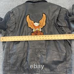 HOT Leathers Leather Motorcycle Jacket Mens 50 Harley Davidson Patch Biker