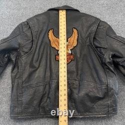 HOT Leathers Leather Motorcycle Jacket Mens 50 Harley Davidson Patch Biker