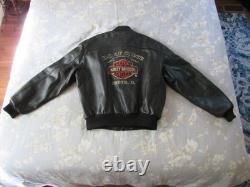 H-D OF CRETE Leather Riding Jacket Harley Davidson Original Large (L) EXCELLENT