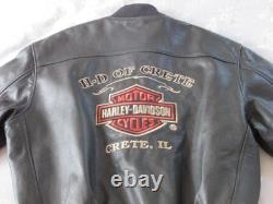 H-D OF CRETE Leather Riding Jacket Harley Davidson Original Large (L) EXCELLENT