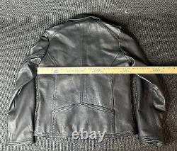 H&M Jacket Adult 40R Black Premium Line Leather Motorcycle Biker Coat Mens