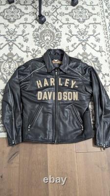 Harley Davidson 100 years Anniversary Black Leather Biker Jacket Mens M