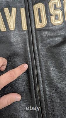 Harley Davidson 100 years Anniversary Black Leather Biker Jacket Mens M