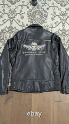 Harley Davidson 100 years Anniversary Black Leather Biker Jacket Mens M