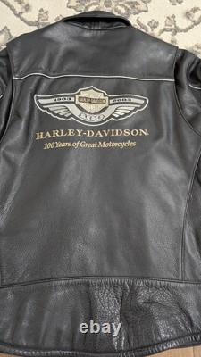 Harley Davidson 100 years Anniversary Black Leather Biker Jacket Mens M