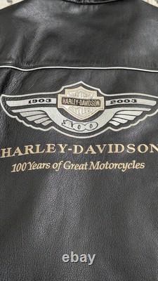 Harley Davidson 100 years Anniversary Black Leather Biker Jacket Mens M