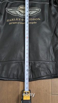 Harley Davidson 100 years Anniversary Black Leather Biker Jacket Mens M
