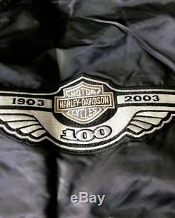 Harley Davidson 1903-2003 100th Anniversary Black & Grey Motorcycle Jacket XL