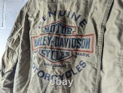 Harley Davidson Army Green Bar & Shield Motorcycle Jacket Men's Size Small