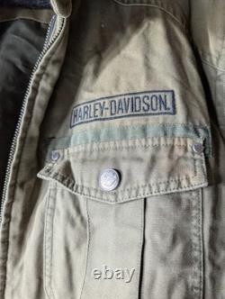 Harley Davidson Army Green Bar & Shield Motorcycle Jacket Men's Size Small