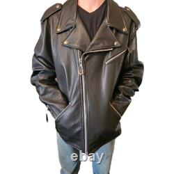 Harley-Davidson Asymmetrical Men's Leather Motorcycle Jacket Size XL Long
