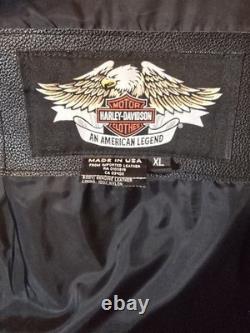 Harley-Davidson Asymmetrical Men's Leather Motorcycle Jacket Size XL Long
