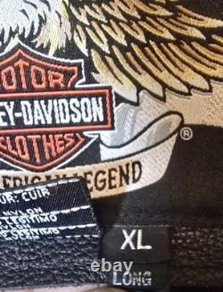 Harley-Davidson Asymmetrical Men's Leather Motorcycle Jacket Size XL Long