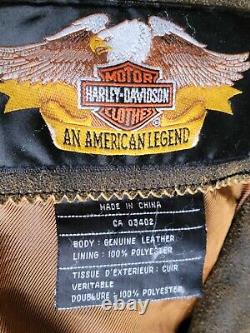 Harley Davidson Billings Brown Distressed Leather Jacket & Chaps. Medium