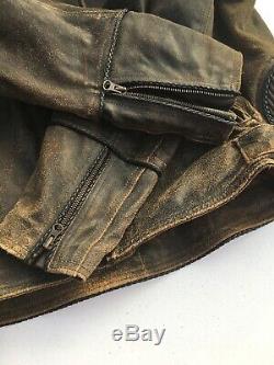 Harley Davidson Billings Brown Leather Jacket Mens XL Distressed