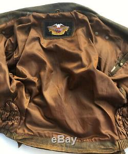 Harley Davidson Billings Brown Leather Jacket Mens XL Distressed