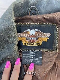 Harley Davidson Billings jacket brown leather distressed Men's Large