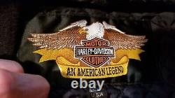 Harley Davidson Black Bomber Jacket, Quilt Line, USA, Mens Sz XL, AMERICAN LEGEND