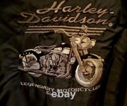 Harley Davidson Black Bomber Jacket, Quilt Line, USA, Mens Sz XL, AMERICAN LEGEND