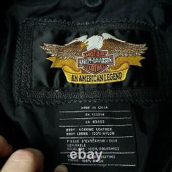 Harley Davidson Black Gray #1 Victory Lane Motorcycle Leather Jacket Men Medium