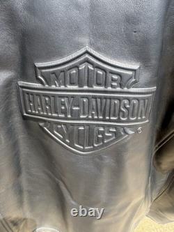 Harley-Davidson Black Leather Jacket Embossed Back Logo Quilted Lining Size M
