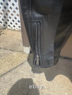 Harley-Davidson Black Leather Jacket Embossed Back Logo Quilted Lining Size M