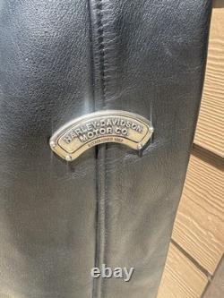 Harley-Davidson Black Leather Jacket Embossed Back Logo Quilted Lining Size M