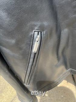 Harley-Davidson Black Leather Jacket Embossed Back Logo Quilted Lining Size M