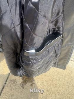 Harley-Davidson Black Leather Jacket Embossed Back Logo Quilted Lining Size M