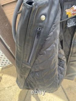 Harley-Davidson Black Leather Jacket Embossed Back Logo Quilted Lining Size M