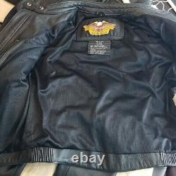 Harley Davidson Black Leather Moto Racer Jacket M