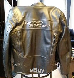 Harley Davidson Black Leather Motorcycle Jacket Men's Size Large (L)