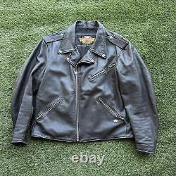 Harley Davidson Black Leather Motorcycle Jacket Mens 2XL USA Made FLAWS Look