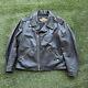 Harley Davidson Black Leather Motorcycle Jacket Mens 2XL USA Made FLAWS Look
