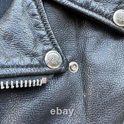 Harley Davidson Black Leather Motorcycle Jacket Mens 2XL USA Made FLAWS Look